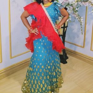 Beautiful Mermaid Turquoise & Gold Lehenga